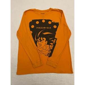 Dragon Ball Z Shirt Men's Size Medium Orange Graphic Print Long Sleeve Crew Neck